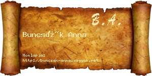 Buncsák Anna névjegykártya