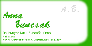 anna buncsak business card